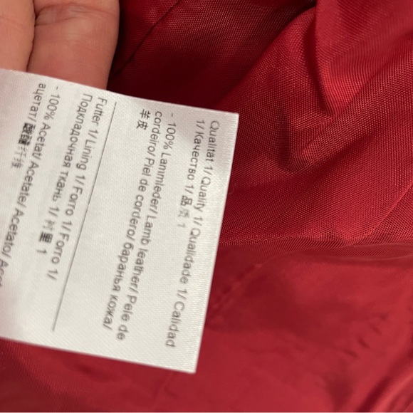 Escada Red Leather Blazer with Ruffle Detail - Picture 7 of 7